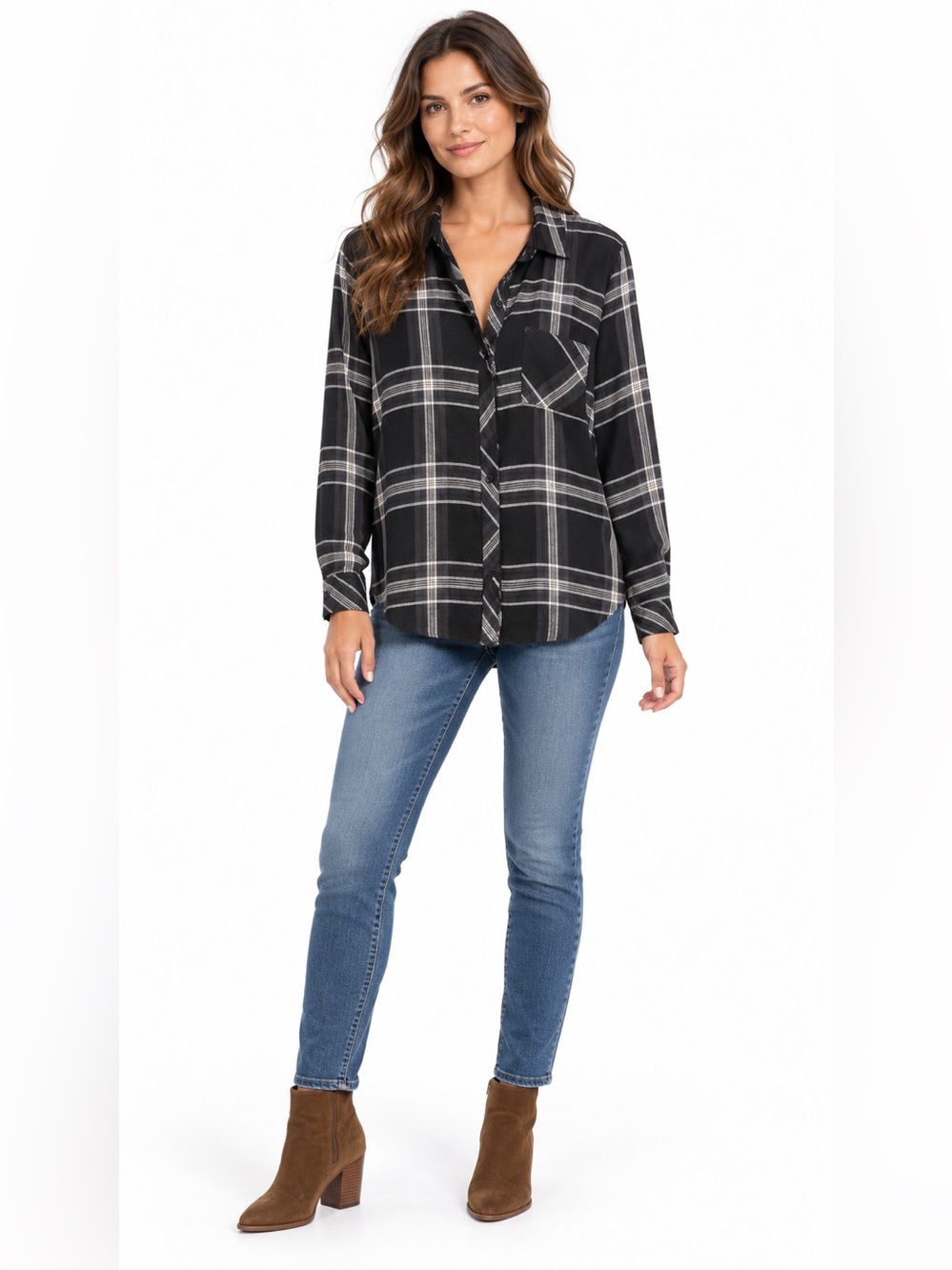 Rails Black and White Plaid Button-Down Shirt